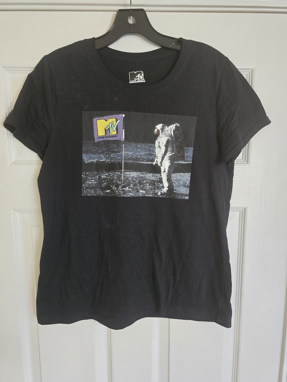 MTV Black Astronaut Moonman Logo Tee Vintage 90's